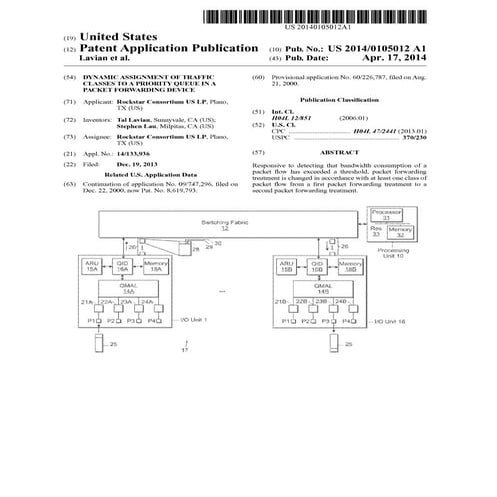 Dynamic Assignment of Traffic Classes to a Priority Queue in a Packet Forward...