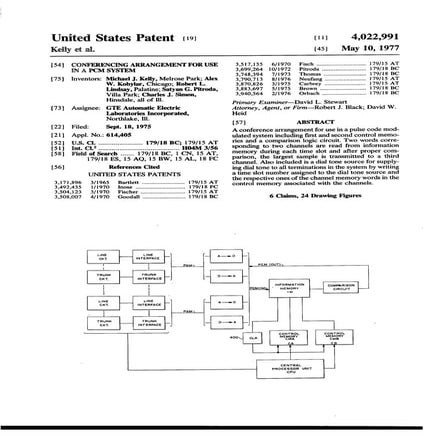 Us4022991 conferencing arrangement for use in a pcm system