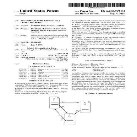 Original Google Patent by Lawrence Page | notes