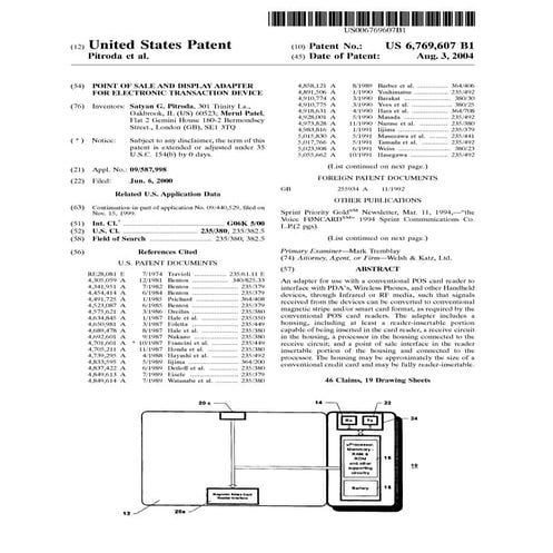 Us6769607 point of sale and display adapter for electronic transaction ...