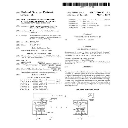 Dynamic assignment of traffic classes to a priority queue in a packet forward...