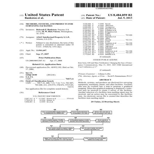 Methods, Systems, and Products for Surveying Facilities (Pat: US 8,484,059 B2)