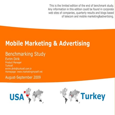 Usa Turkey Telecom And Mobile Marketing Advertising Benchmarking Limited Edition