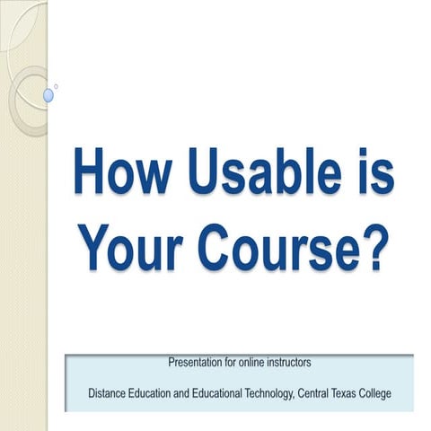 Usabililty In Online Courses