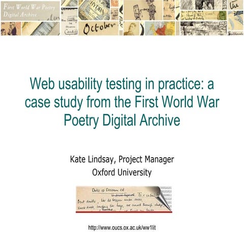 Web usability in practice: a case study from the First World War Poetry Digital Archive