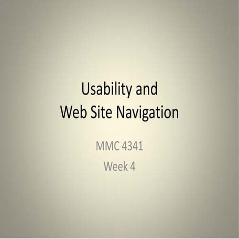 Web Site Navigation and Usability