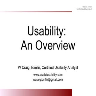 Usability Overview by Craig Tomlin