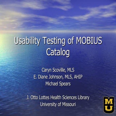 Usability Testing Of Mobius Catalog