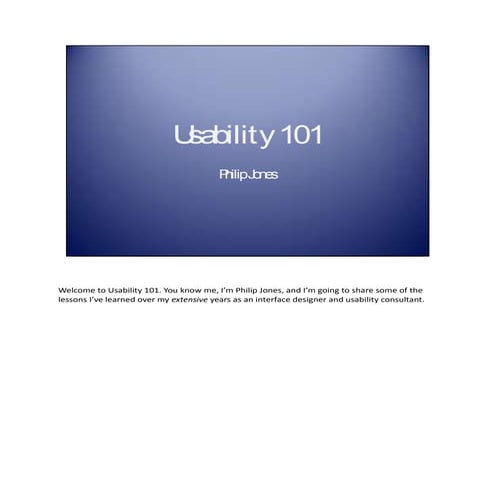 Usability 101