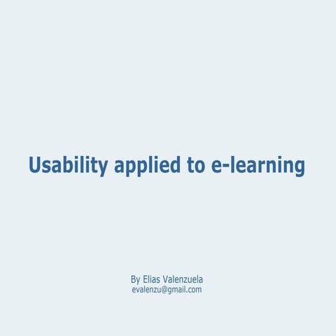 Usability applied to e-learning