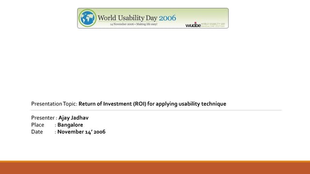 Usability and its roi