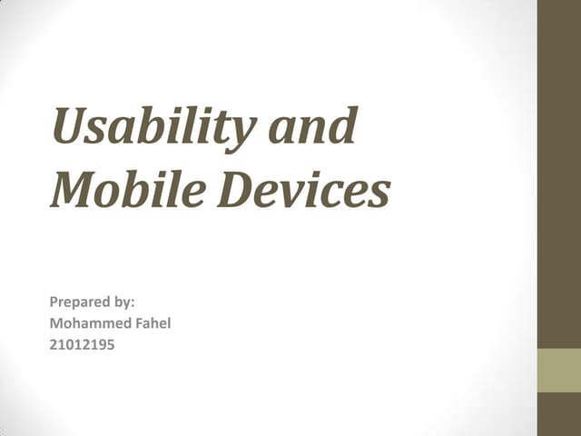 Usability and mobile devices
