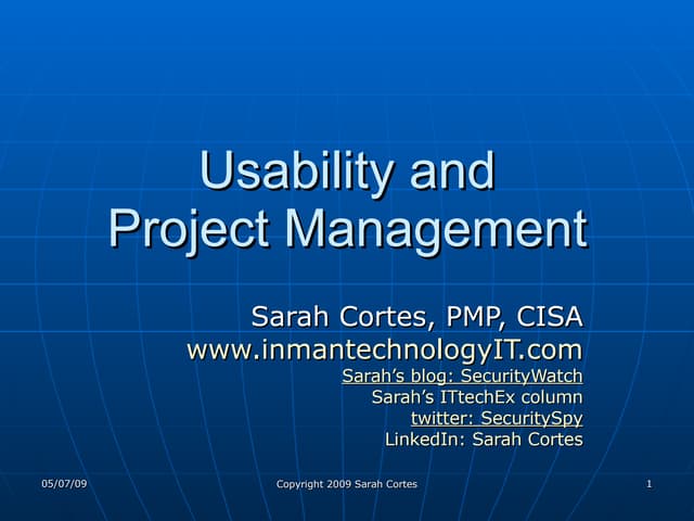 Usability And Project Management