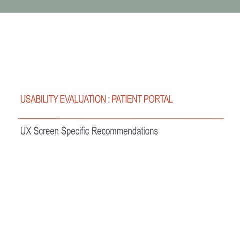 Usability Evaluation Report : Patient Portal