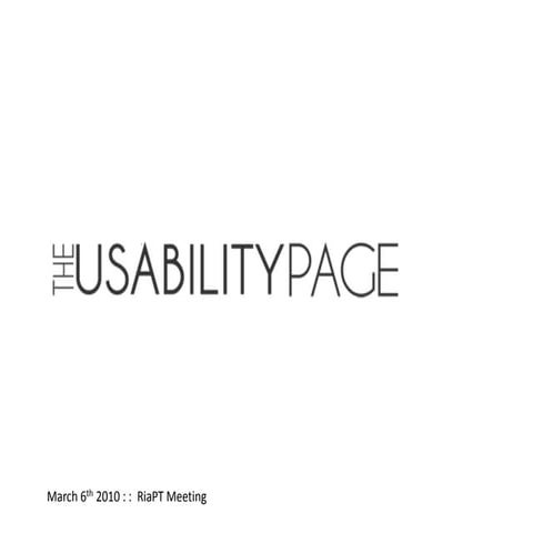 Usability Evolution
