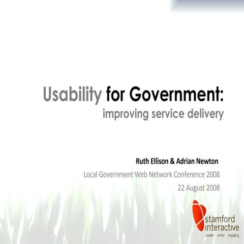 Usability for Government: improving service delivery