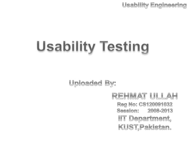 Usability engineering Usability testing