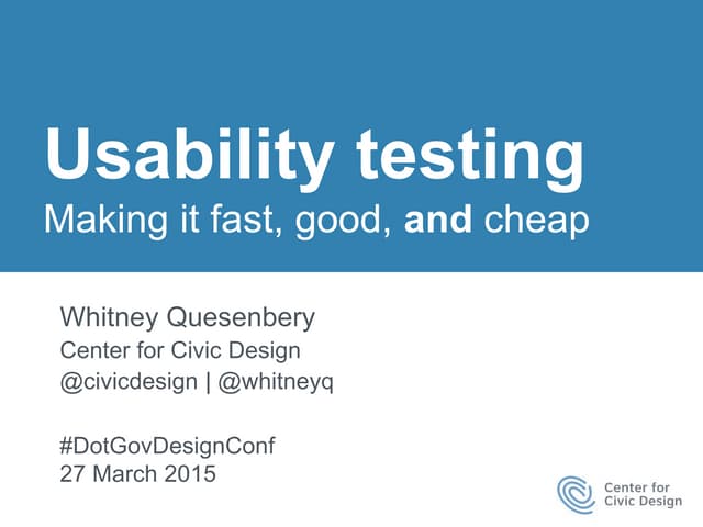 Usability Testing: Making it fast, ...