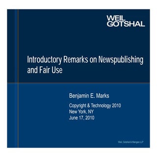 Ben Marks, Weil Gotshal & Manges