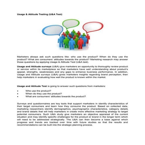 Usage & attitude test (U&A Test)