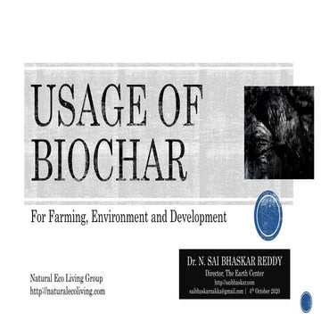 Usage of biochar for farming, environment and development