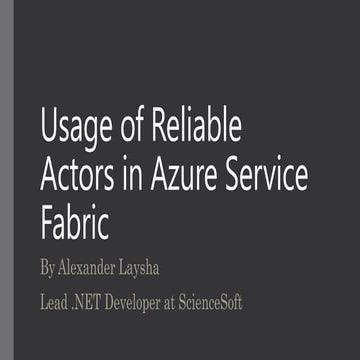 Usage of Reliable Actors in Azure Service Fabric