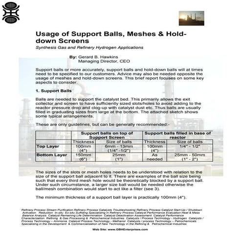 Usage of Support Balls, Meshes & Hold Down Screens