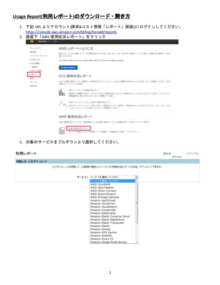 Usage Report 利用レポート のダウンロード 開き方