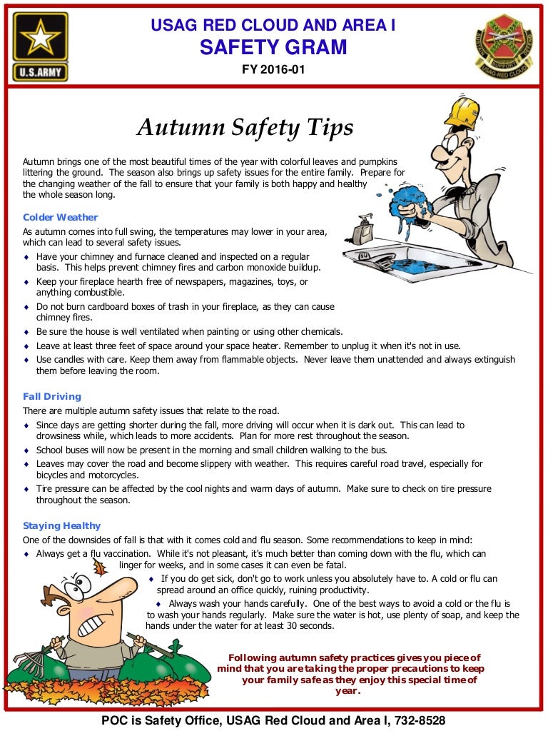 USAG RC and Area I Safety Gram FY1601, Autumn Safety Tips