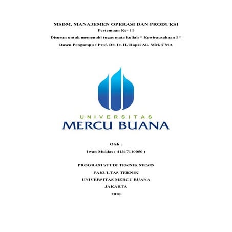 Usaha11,iwan muklas,hapzi ali,msdm, manajemen operasi dan produksi,universita...