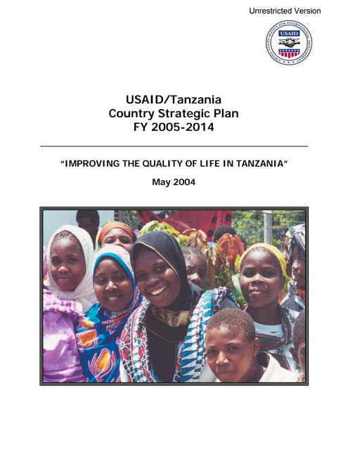 USAID   Tanzania Country Strategic Plan FY 2005 - 2014