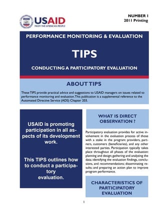 Usaid   tips 01 conducting a participatory evaluation-2011 05
