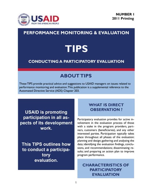Usaid   tips 01 conducting a participatory evaluation-2011 05