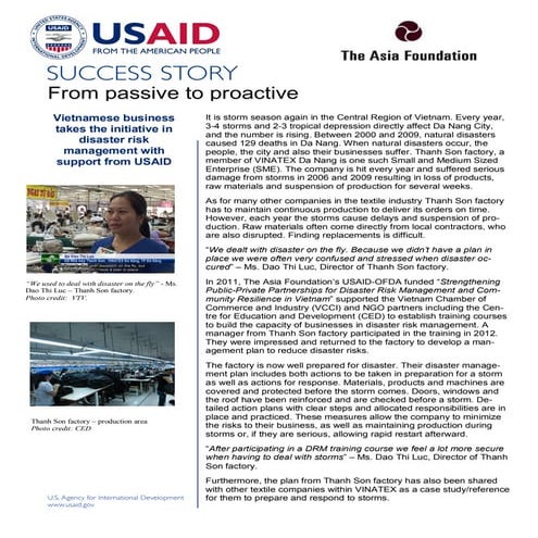 Usaid success story vinatex danang
