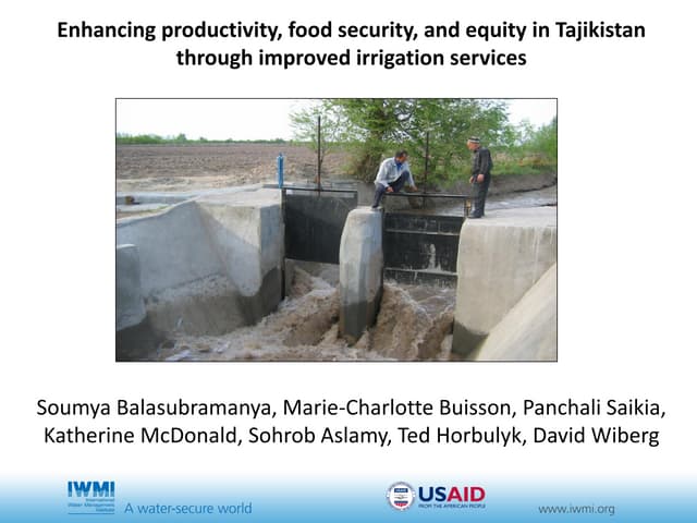 Enhancing productivity, food security, and equity in Tajikistan through improved irrigation services