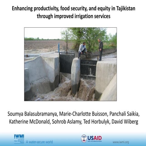 Enhancing productivity, food security, and equity in Tajikistan through impro...
