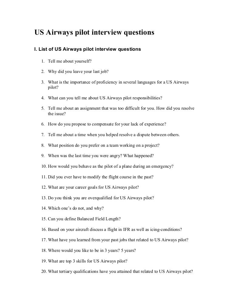 Us airways pilot interview questions