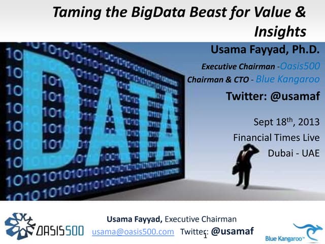 Keynote talk at Financial Times Forum - BigData and Advanced Analytics at SIB...