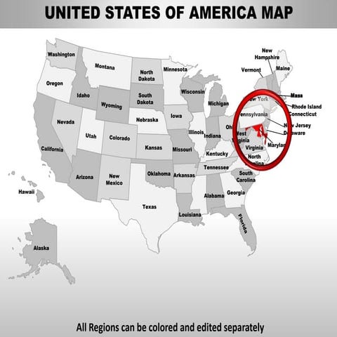 Usa country editable powerpoint maps with states and counties templates ...
