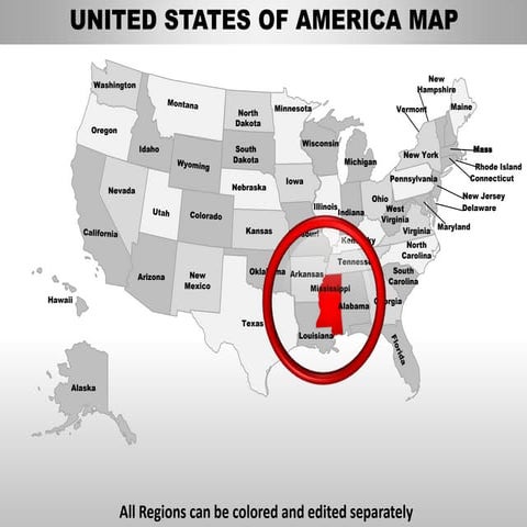 Usa mississippi state powerpoint county editable ppt maps and templates ...
