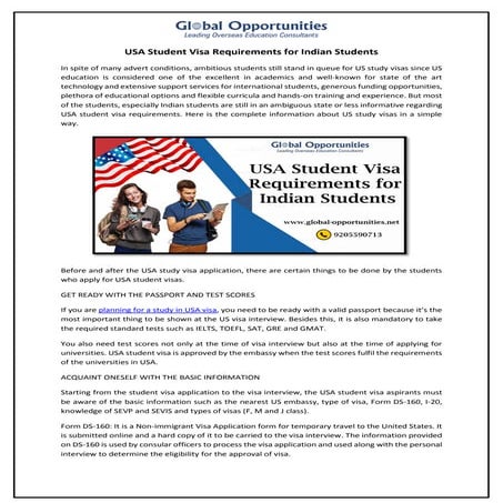 USA Student Visa Requirements for Indian Students