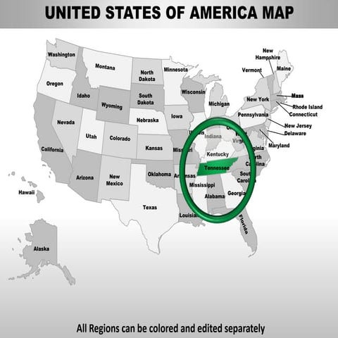 Usa tennessee state powerpoint county editable ppt maps and templates ...