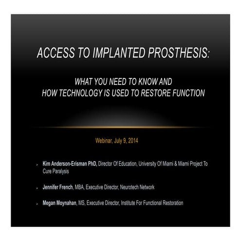 Implanted Neural Prosthetics - an Introduction