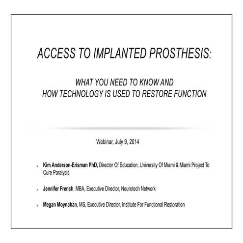 Introduction to Implanted Neural Prosthesis