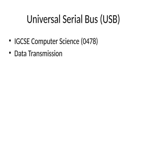 Comprehensive Overview of USB Technology and Data Transmission for ...