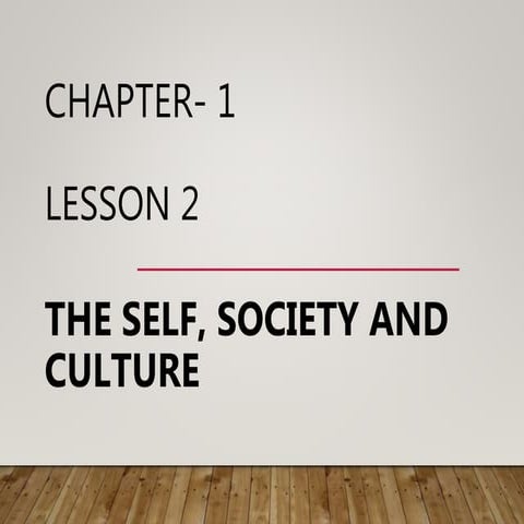 The Self ,Society and Culture