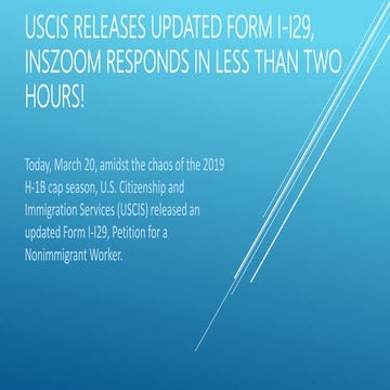USCIS Releases Updated Form I-I29, INSZoom responds in less than two hours! |...