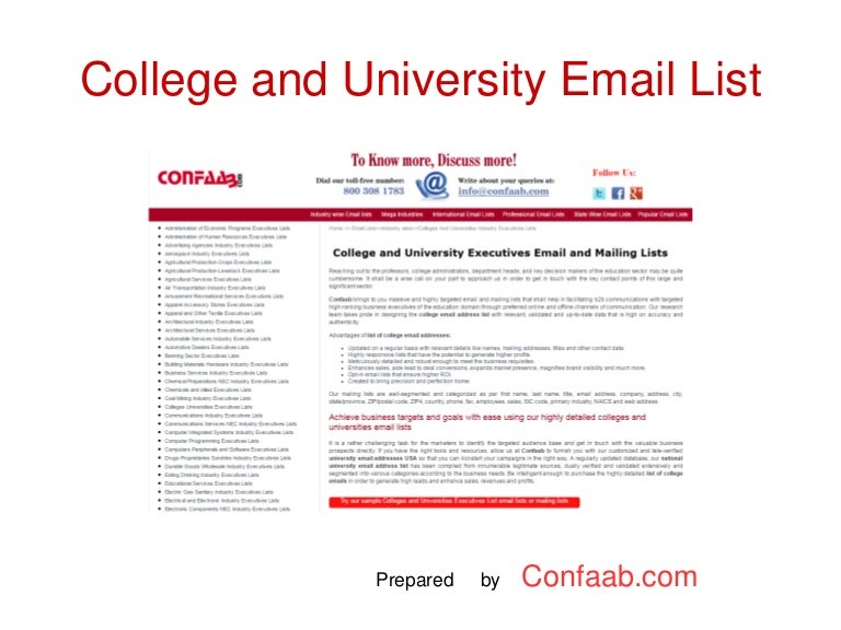 US colleges and universities mailing list college university email li…