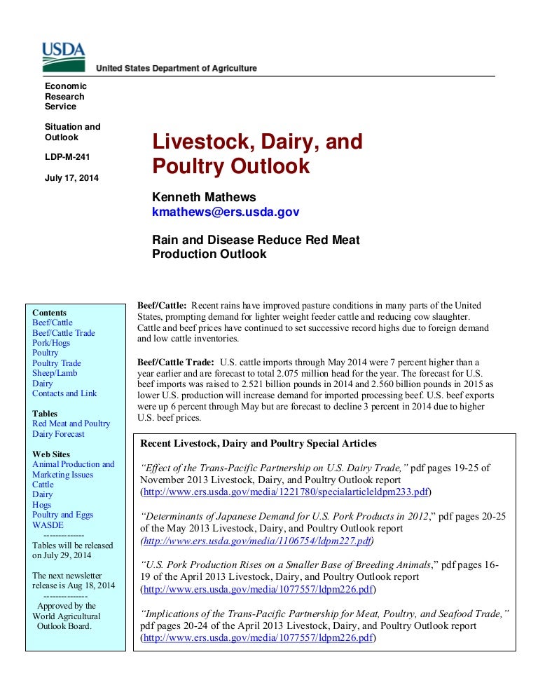 Dr Dev Kambhampati Usda Livestock Dairy Poultry Outlook July 1