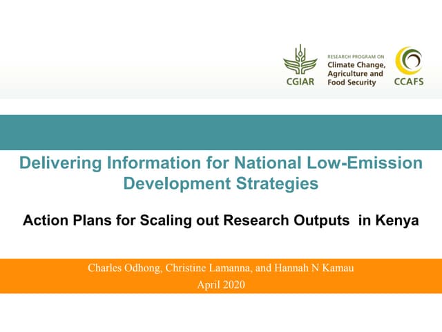 Delivering information for national low-emission development strategies: action plan for scaling out research outputs in Kenya